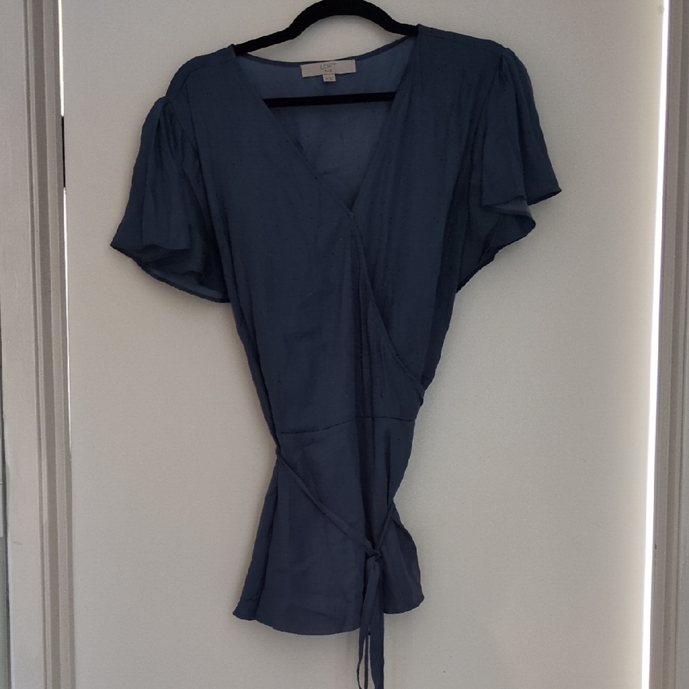 Lightweight Blue Wrap-Front Women's Top